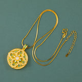 Gourd Gold Plated Brass Round Pendant Necklace — necklace view 8