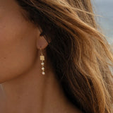 Graceful Pearl Greek Key Earrings — earring view 2