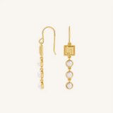 Graceful Pearl Greek Key Earrings — earring view 3