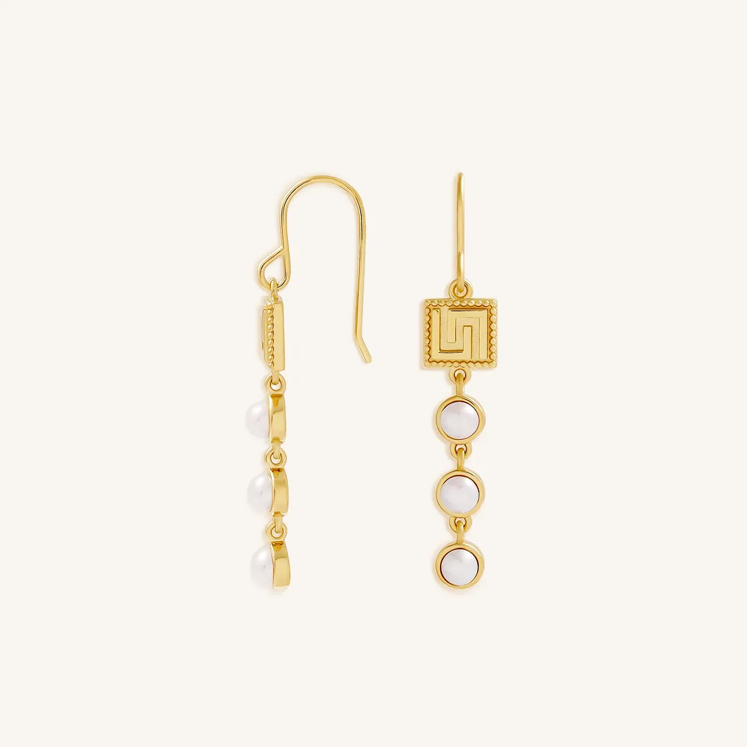 Graceful Pearl Greek Key Earrings — earring view 3