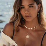 Graceful Pearl Greek Key Earrings — earring view 4