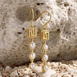 Graceful Pearl Greek Key Earrings — earring view 6
