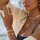 Graceful Pearl Greek Key Earrings — earring view 7