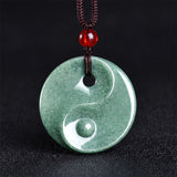 Green Jade Yin Yang Braided Cord Necklace — necklace view 1