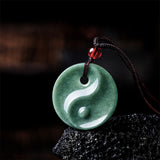 Green Jade Yin Yang Braided Cord Necklace — necklace view 4