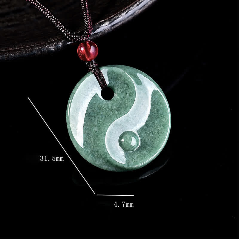 Green Jade Yin Yang Braided Cord Necklace — necklace view 8