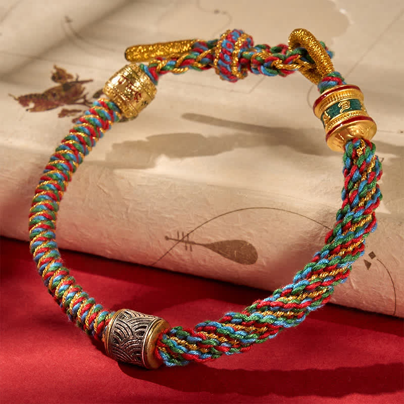 Hand-Woven Om Mani Padme Hum Five Elements Wuxing Tibetan Braided Bracelet — bracelet view 1