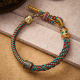 Hand-Woven Om Mani Padme Hum Five Elements Wuxing Tibetan Braided Bracelet — bracelet view 2
