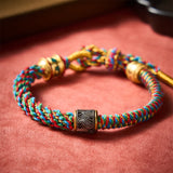 Hand-Woven Om Mani Padme Hum Five Elements Wuxing Tibetan Braided Bracelet — bracelet view 4