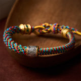 Hand-Woven Om Mani Padme Hum Five Elements Wuxing Tibetan Braided Bracelet — bracelet view 5