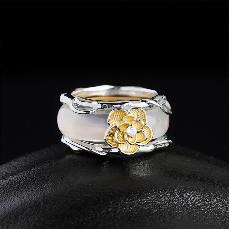 Honey Yellow Chalcedony Osmanthus Dual-Wear Ring — ring view 1