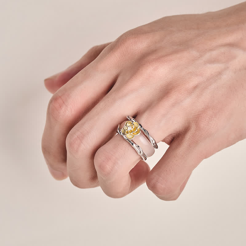Honey Yellow Chalcedony Osmanthus Dual-Wear Ring — ring view 5