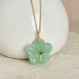 Natural Green Aventurine Five Petal Flower Necklace — necklace view 1