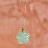 Natural Green Aventurine Five Petal Flower Necklace — necklace view 6