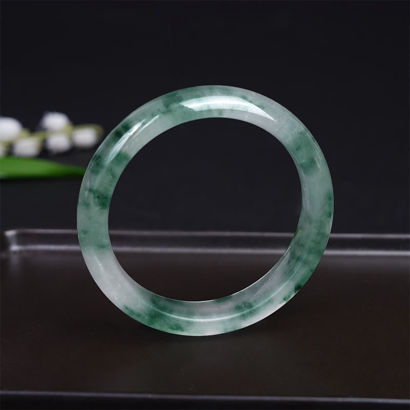 Natural Jade Floating Flower Bracelet Bangle — bracelet view 8