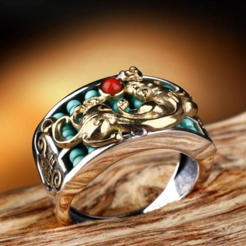Pixiu Abacus Turquoise Ring — ring view 1