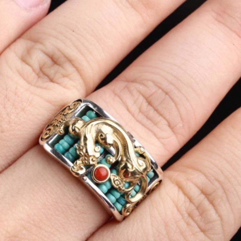 Pixiu Abacus Turquoise Ring — ring view 5