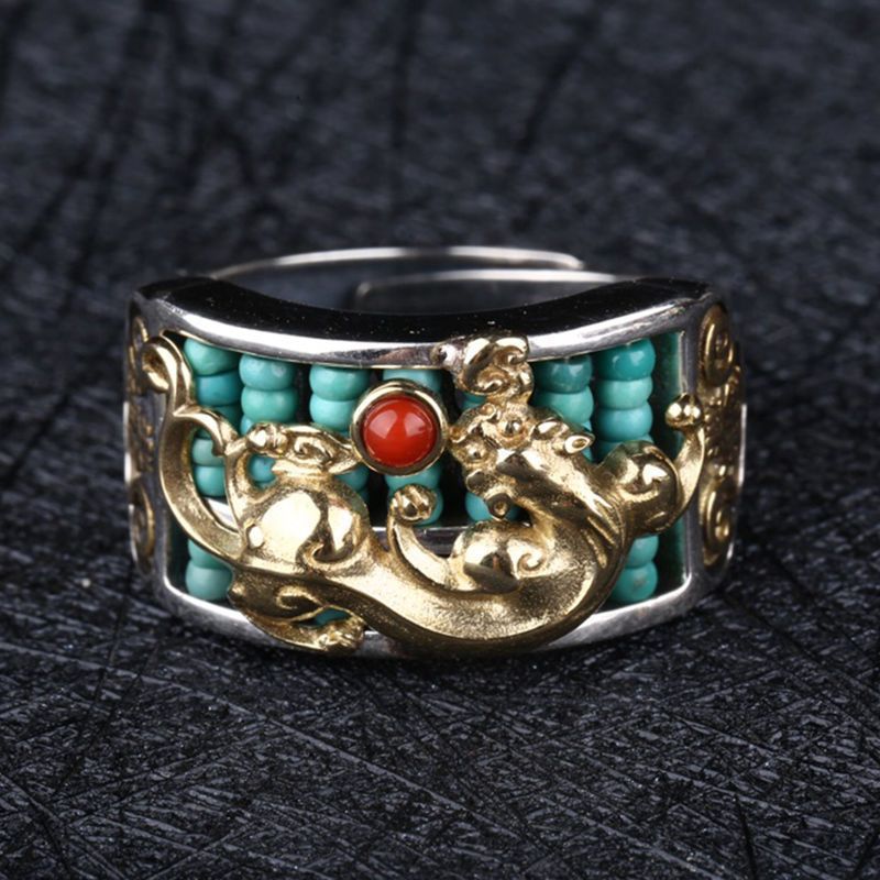 Pixiu Abacus Turquoise Ring — ring view 6
