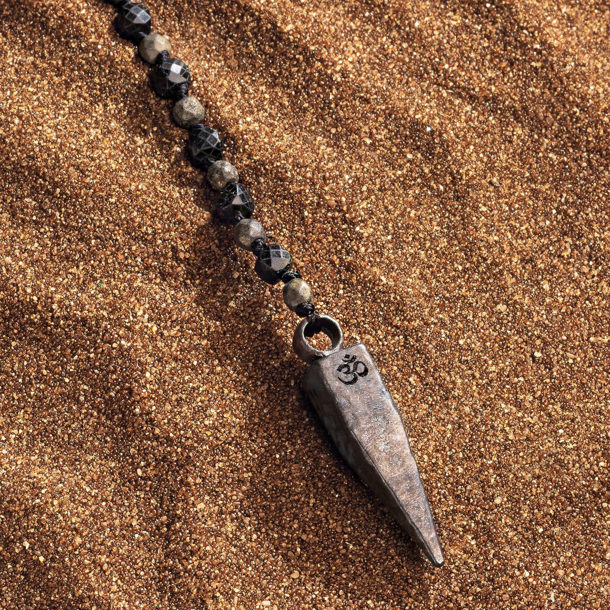Pyrite Onyx Multi Symbol Pointer Necklace — necklace view 6