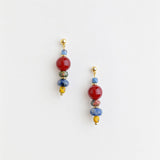 Red Agate Unakite Blue Spot Jasper Drop Earrings — earring view 2