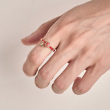Red String Round Fu Character Open Ring — ring view 5
