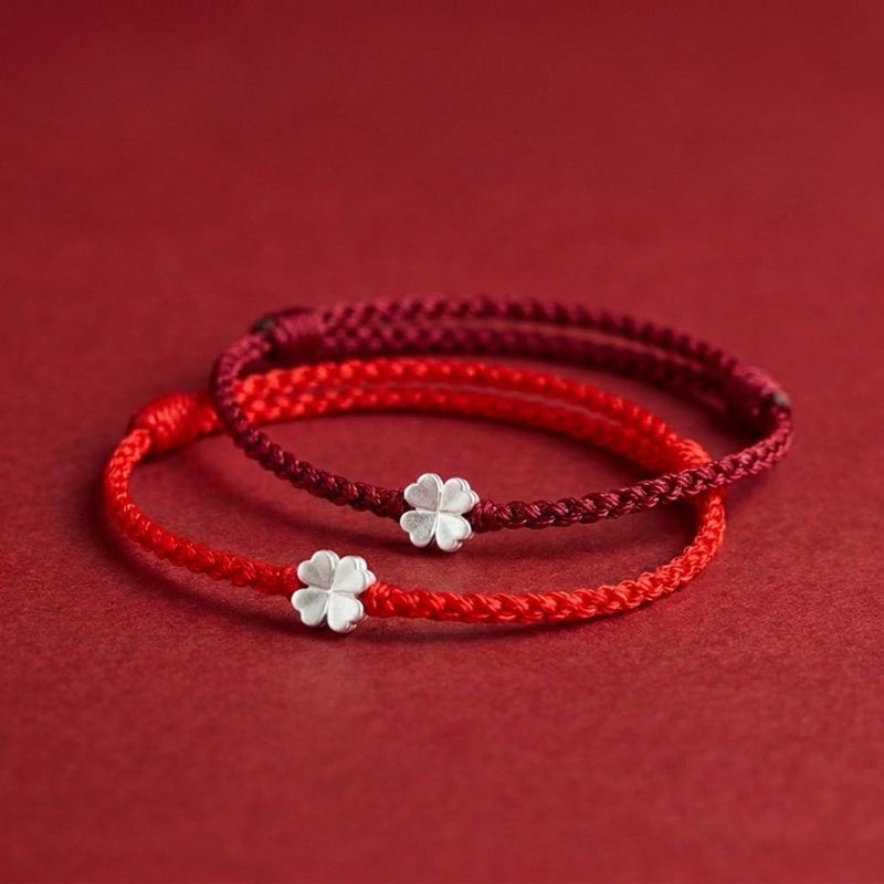 Red String S925 Sterling Silver Clover Bracelet — bracelet view 1