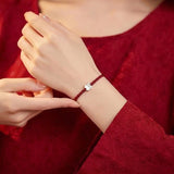 Red String S925 Sterling Silver Clover Bracelet — bracelet view 2