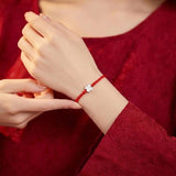 Red String S925 Sterling Silver Clover Bracelet — bracelet view 3