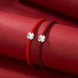 Red String S925 Sterling Silver Clover Bracelet — bracelet view 4
