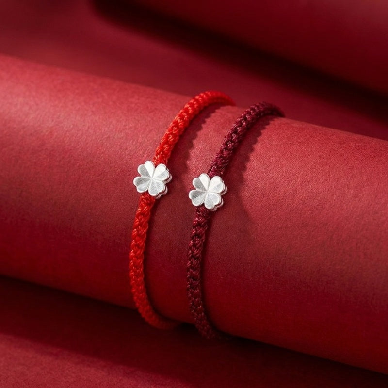 Red String S925 Sterling Silver Clover Bracelet — bracelet view 4