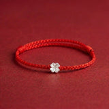 Red String S925 Sterling Silver Clover Bracelet — bracelet view 6