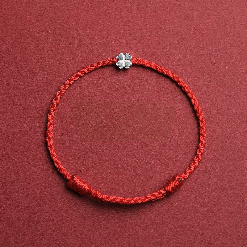 Red String S925 Sterling Silver Clover Bracelet — bracelet view 8