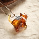 Resin Black Brown Cat Flower Pearl Bead Necklace — necklace view 3