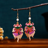 Retro Copper Koi Fish Drop Earrings — earring view 2