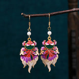 Retro Copper Koi Fish Drop Earrings — earring view 3