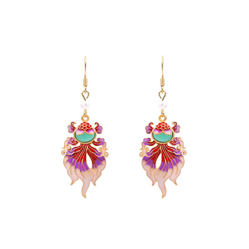 Retro Copper Koi Fish Drop Earrings — earring view 4