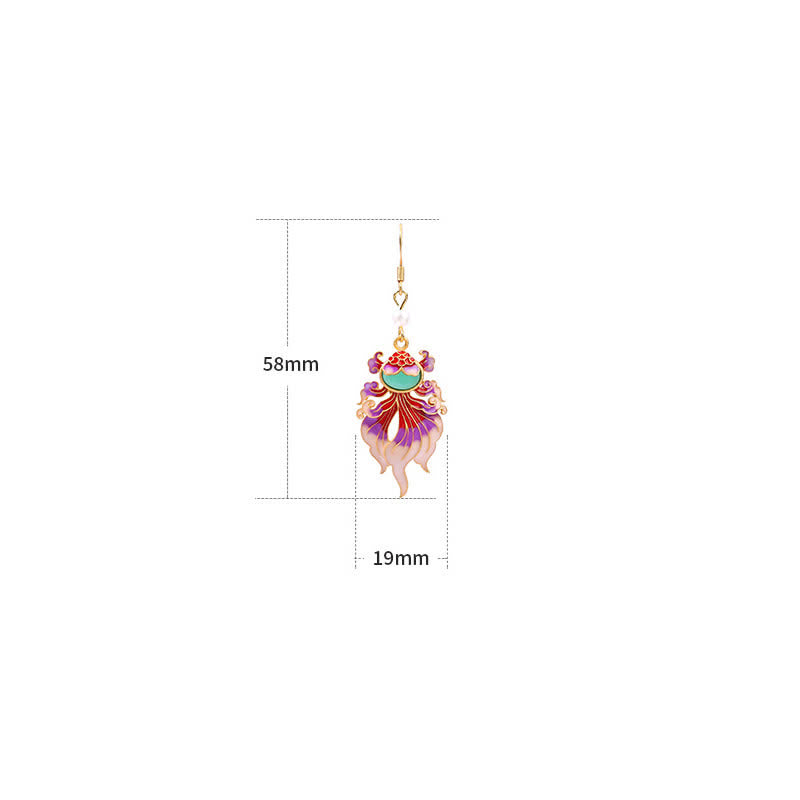 Retro Copper Koi Fish Drop Earrings — earring view 5