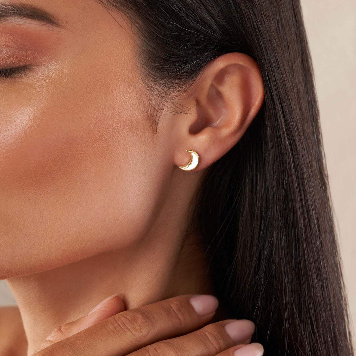 Subtle Gold Moon Post Earring — earring view 2