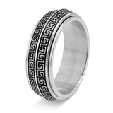 Titanium Steel Greek Key Rotating Ring — ring view 1