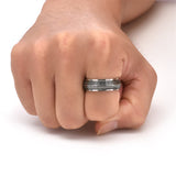 Titanium Steel Greek Key Rotating Ring — ring view 2