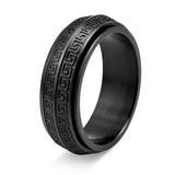 Titanium Steel Greek Key Rotating Ring — ring view 7
