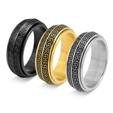 Titanium Steel Greek Key Rotating Ring — ring view 8