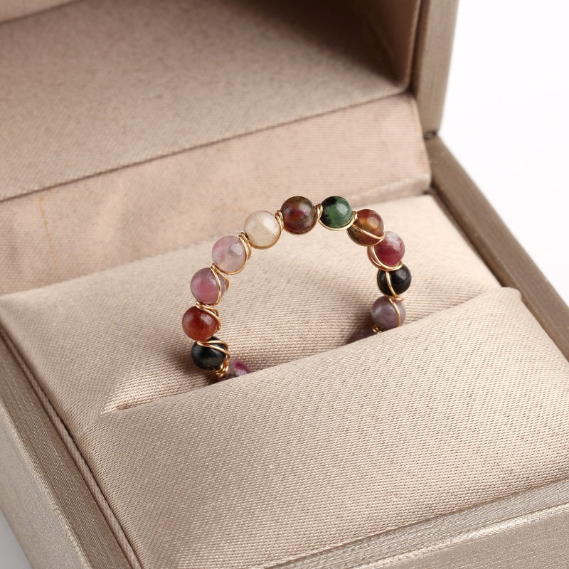 Tourmaline Ring Natural Crystal Bead Rings — ring view 2