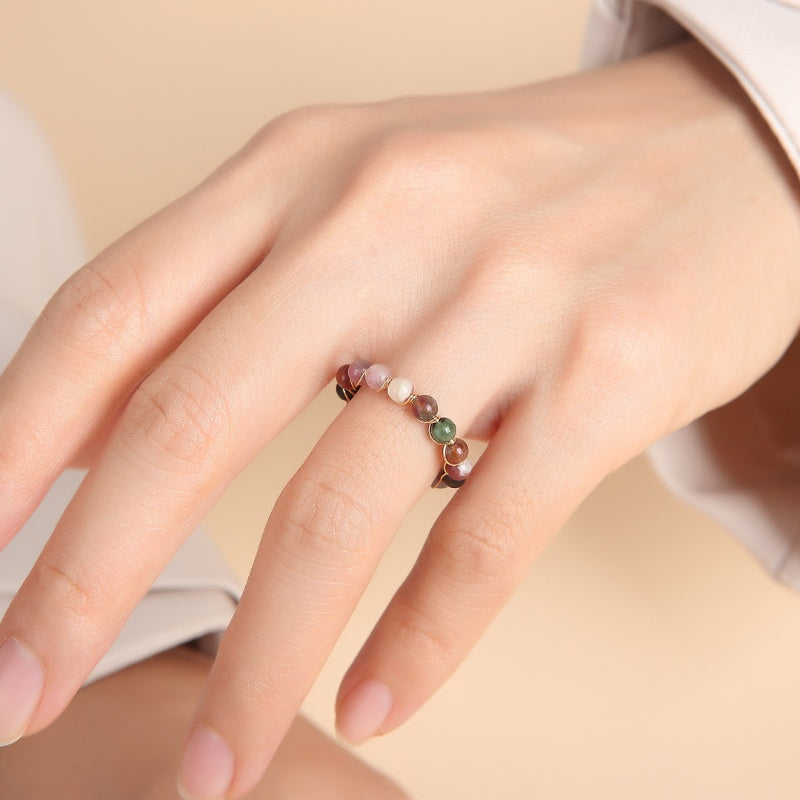 Tourmaline Ring Natural Crystal Bead Rings — ring view 5