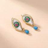 Vintage Style Evil Eye Earrings Heart-Shaped Rhinestone — earring view 1