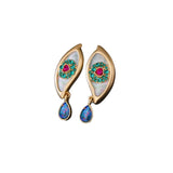 Vintage Style Evil Eye Earrings Heart-Shaped Rhinestone — earring view 5