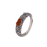 Agate and Jade Gourd Silver Ring — product view 5