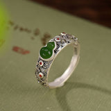 Agate and Jade Gourd Silver Ring — product view 6