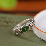 Agate and Jade Gourd Silver Ring — product view 7
