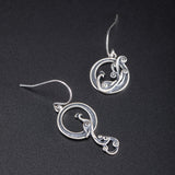Asymmetric Silver Peacock Drop Earrings — product view 2